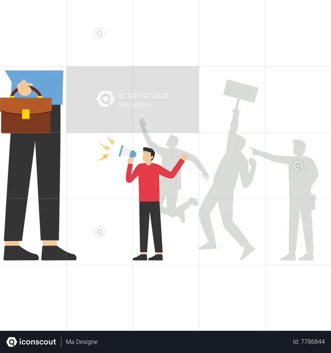 Group of staff against protest of rights  Illustration