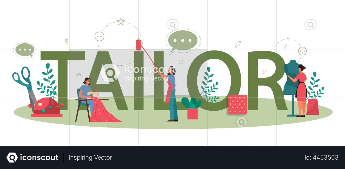Group of tailor doing tailoring  Illustration