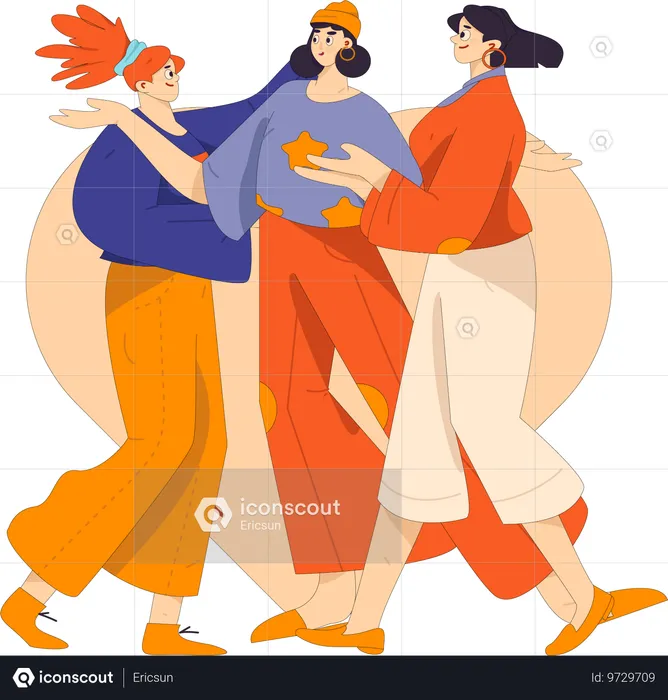 Group of woman talking to each other  Illustration