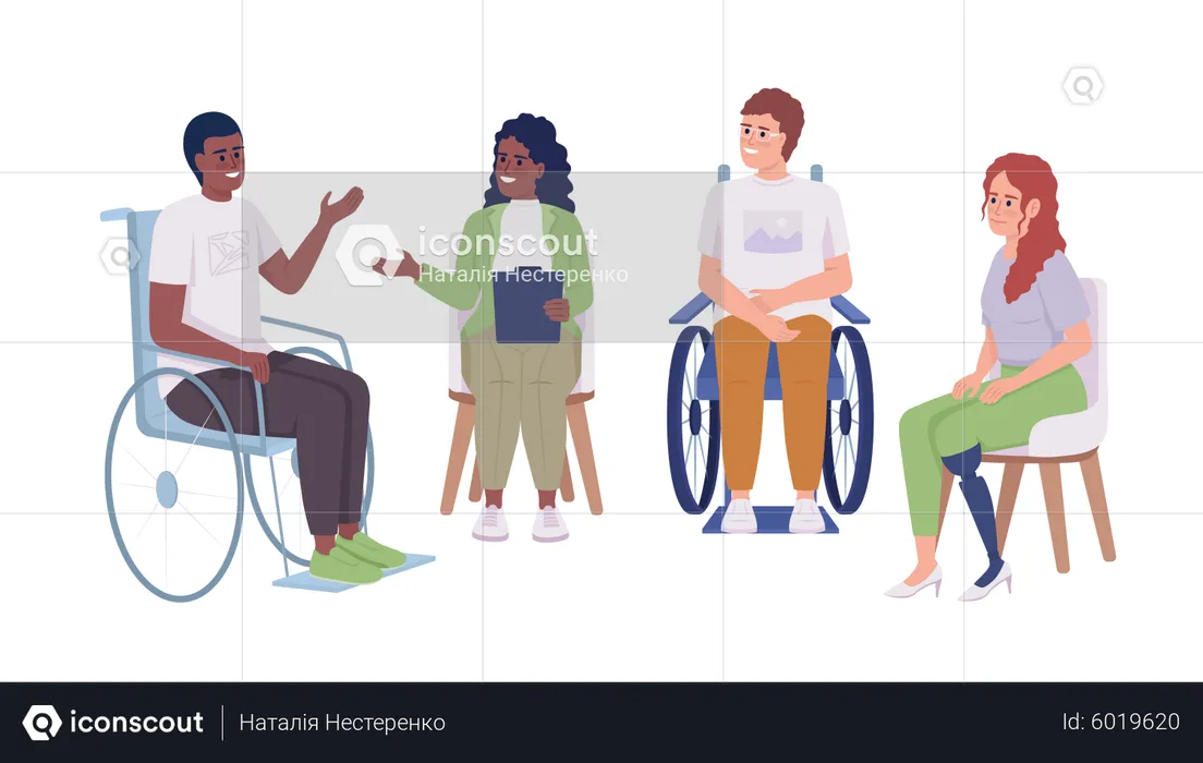 Group therapy for disabled patients  Illustration
