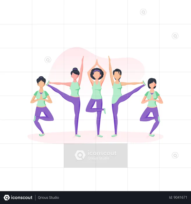 Group yoga pose  Illustration