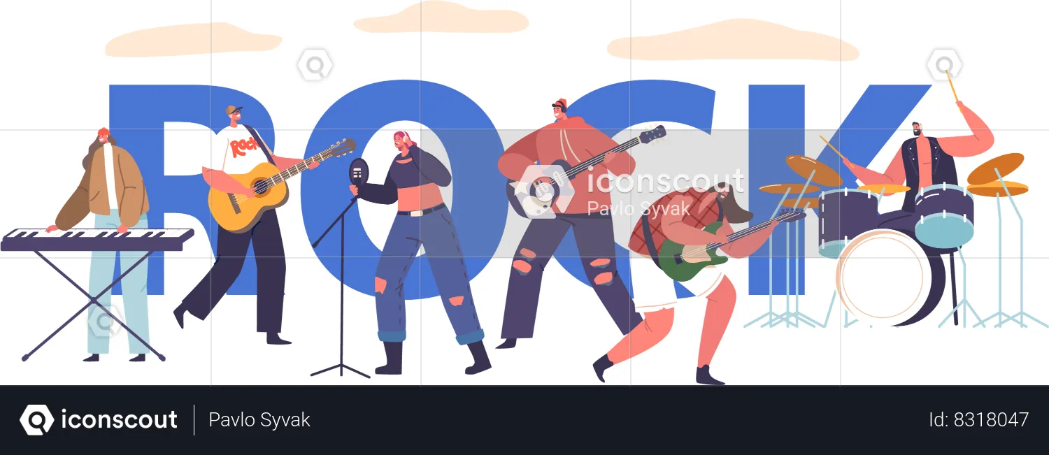 Groupe de rock sur scène  Illustration