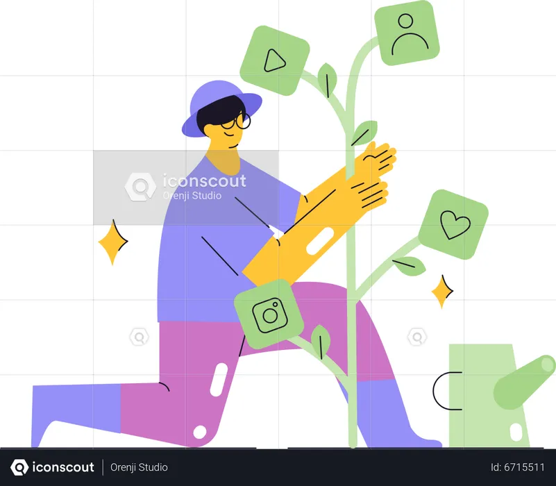 Grow their Social Media  Illustration