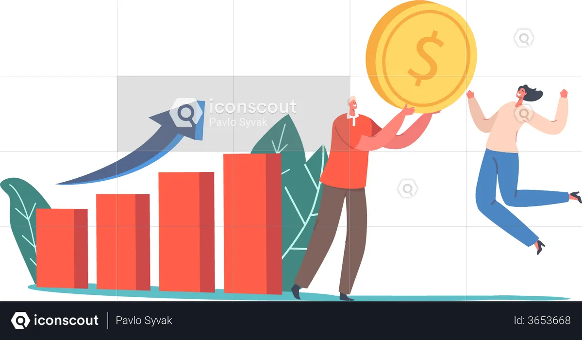 Growth Business Graph  Illustration