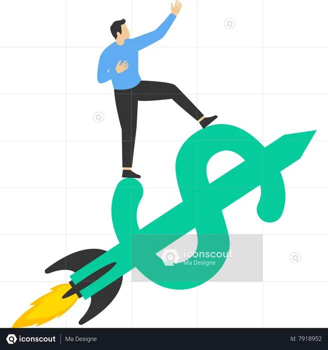 Growth chart up increase profit sales with businessman  Illustration