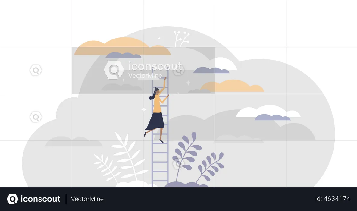 Growth ladder with stair steps as development progress  Illustration