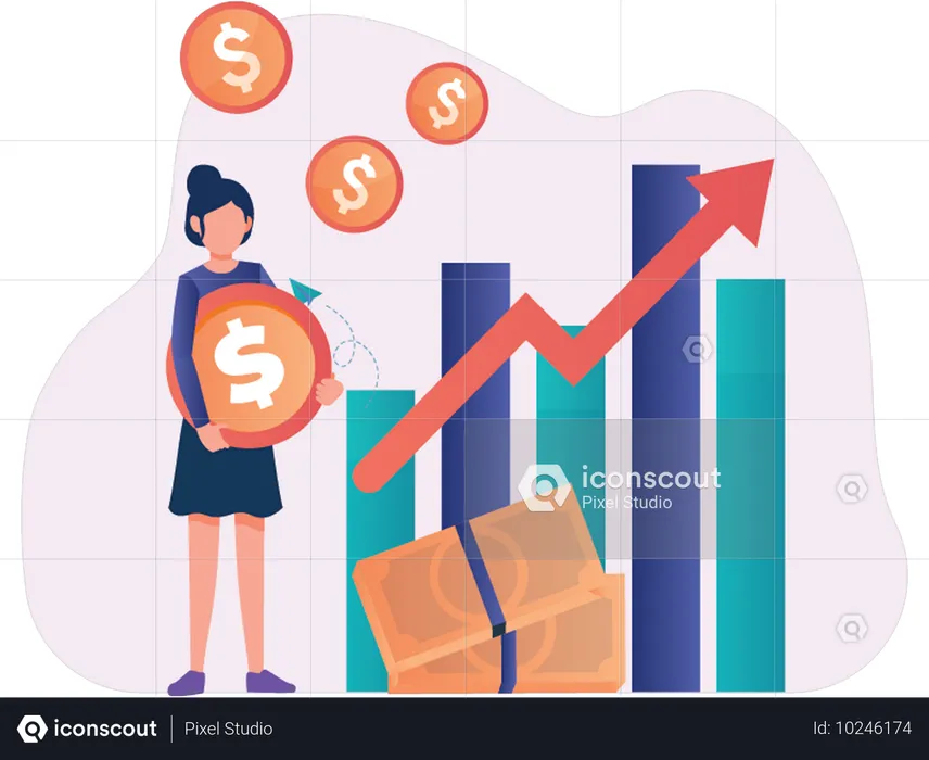 Growth Market trends report presented by employee  Illustration