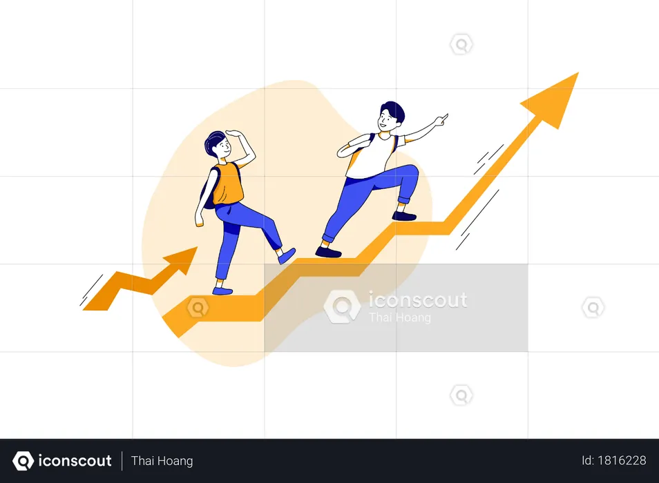 Growth of education with hard work  Illustration