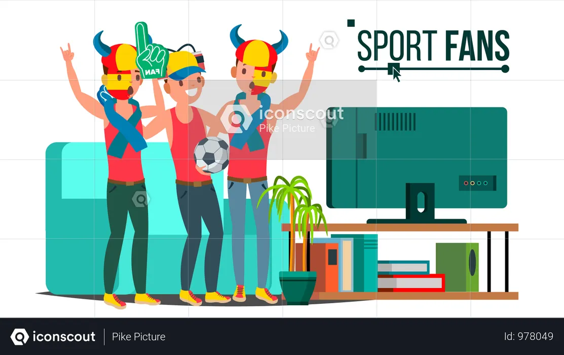 Grupo de fãs de esporte  Ilustração