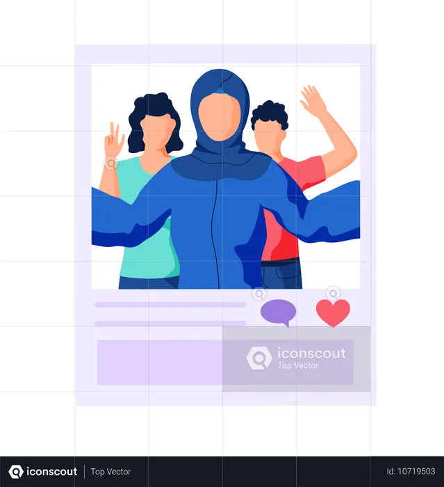 Grupo de jovens tirando foto de selfie. Amigos engraçados acenando com as mãos selfie fotografia  Ilustração