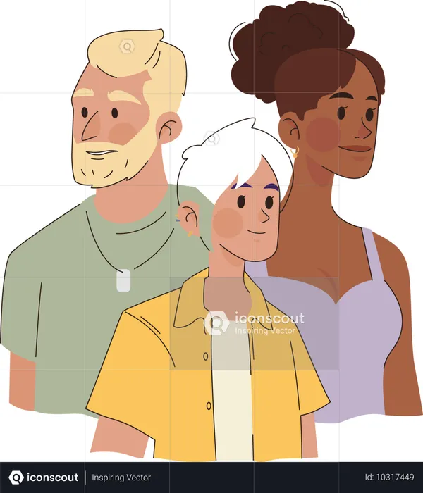 Grupo de pessoas multirraciais  Ilustração