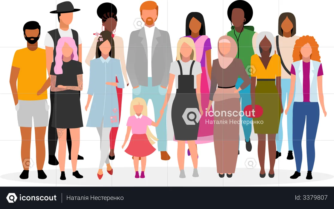 Grupo de pessoas multirraciais  Ilustração