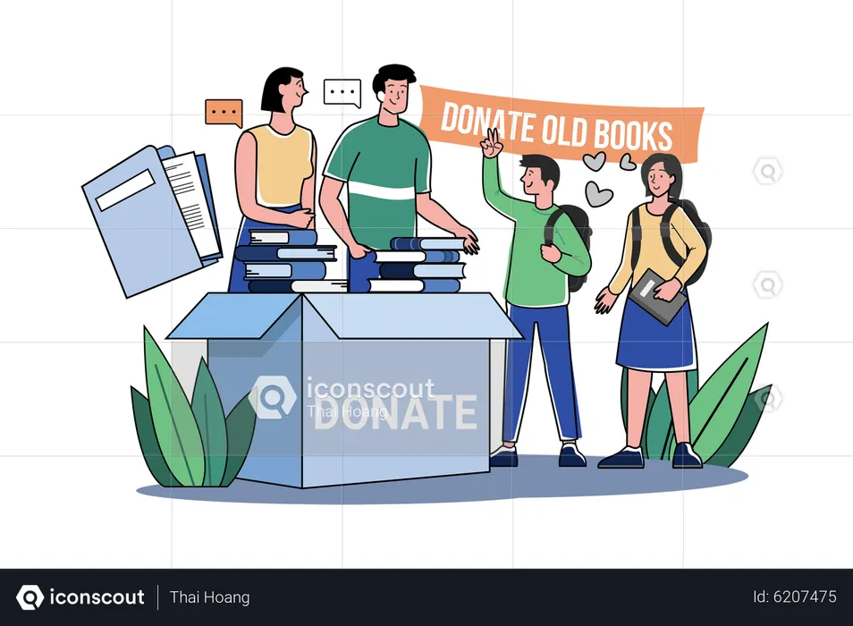 Grupo de voluntários doa livros e jornais antigos para estudantes carentes  Ilustração