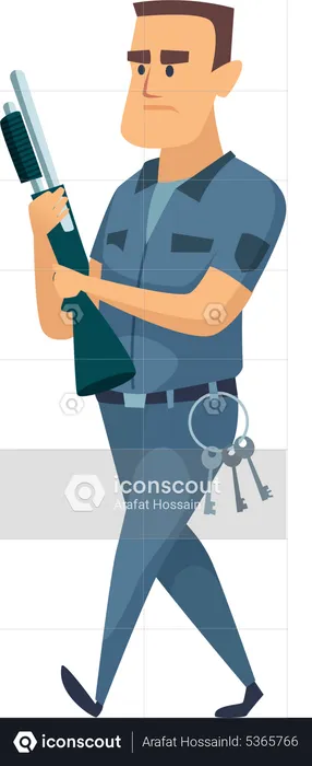 Guard holding gun  Illustration