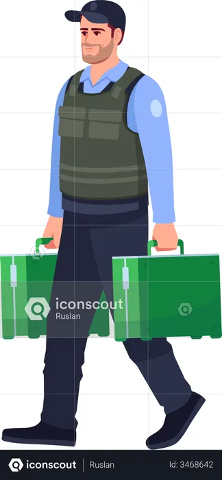 Guard with briefcase  Illustration