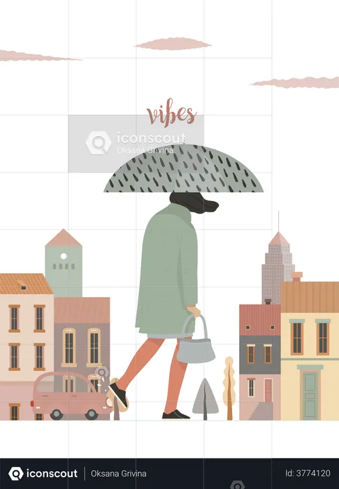 Homem segurando guarda-chuva  Ilustração