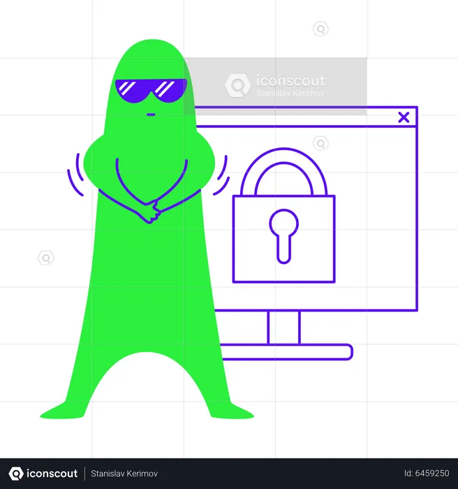 Guarding computer  Illustration