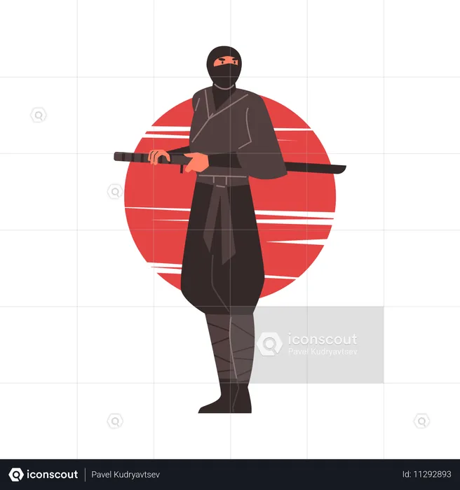 Guerreiro ninja ágil  Ilustração