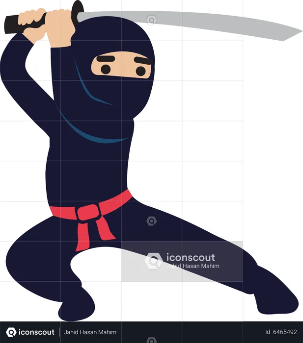 Guerreiro ninja com espada  Ilustração