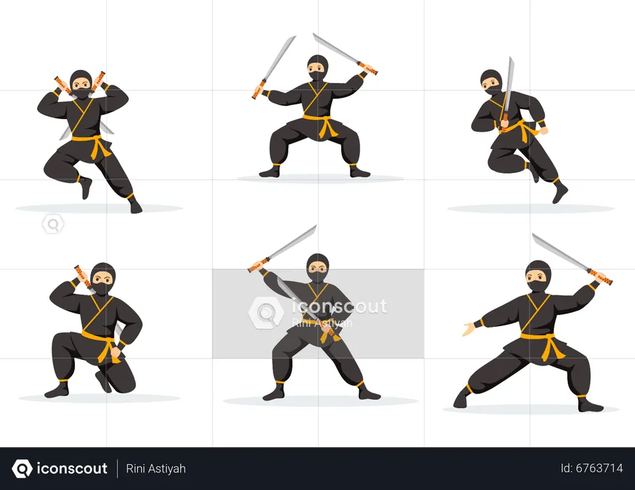 Guerreiro ninja com espada  Ilustração