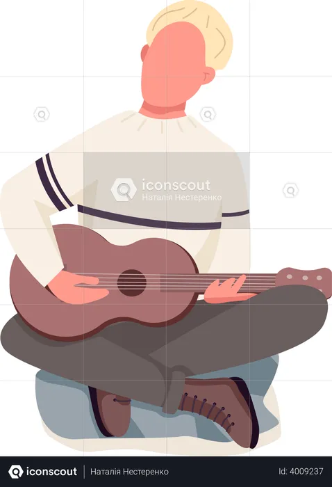 Guitarist during camping  Illustration