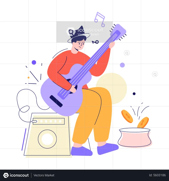 Guitarrista masculino  Ilustração