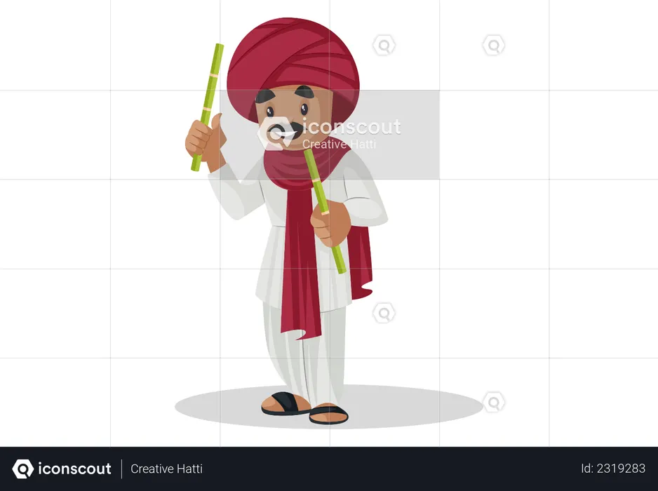 Gujarati man playing dandiya  Illustration