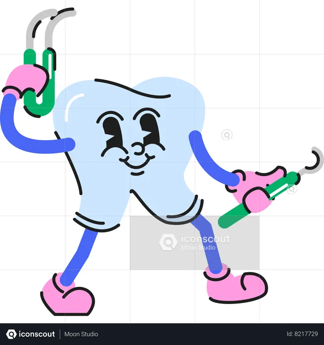 Dental character with dental tools  Illustration