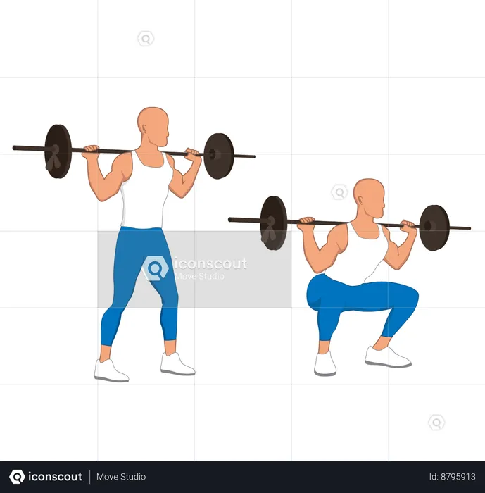 Gum man doing squats exercise  Illustration