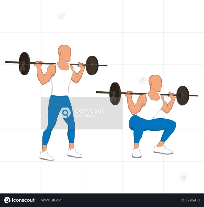 Homme de gomme faisant des exercices de squats  Illustration