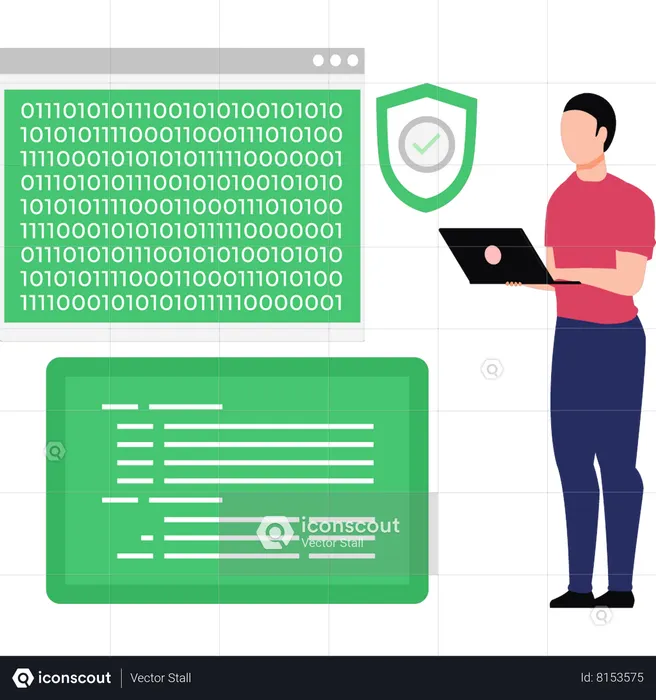 Guy Doing Binary Coding  Illustration