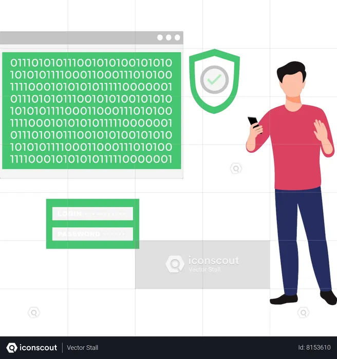 Guy Doing Binary Coding  Illustration