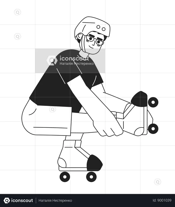 Guy doing tricks on roller skates  Illustration