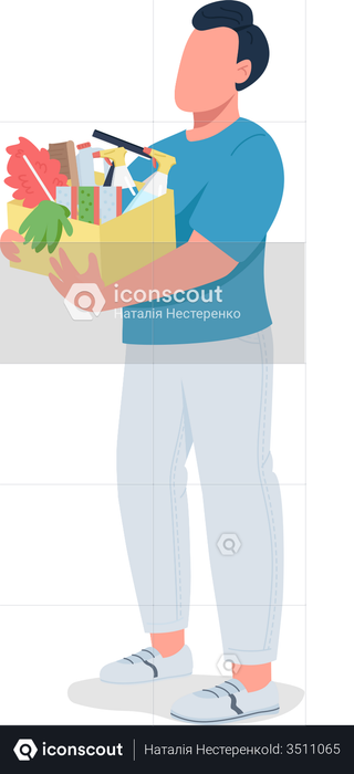Guy holding cleaning supplies Illustration