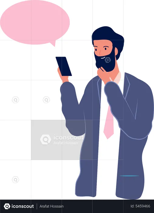 Guy Holding Smartphone  Illustration