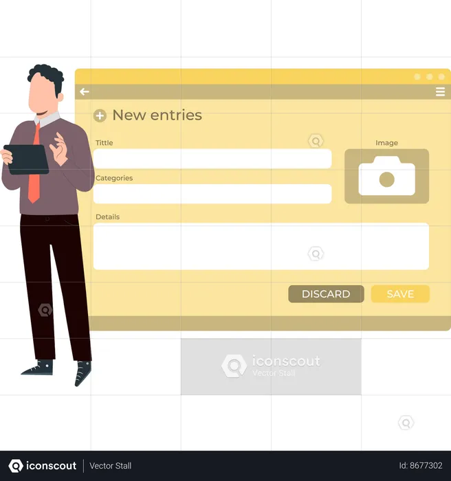 Guy is adding new entries to the web page  Illustration