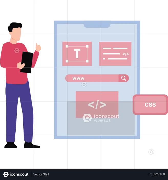 Guy is coding CSS  Illustration