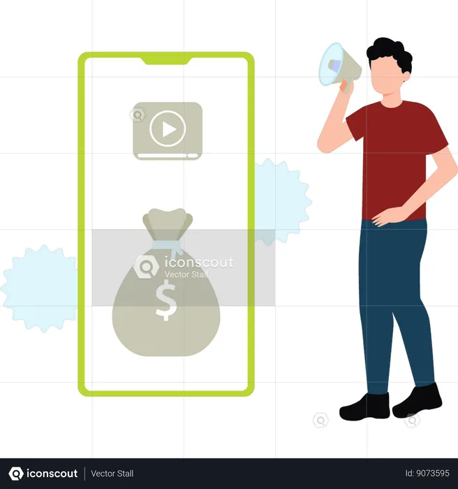 Guy is doing an announcement for financial business  Illustration