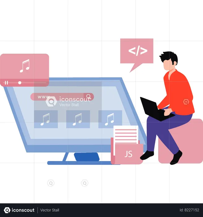 Guy is doing coding  Illustration