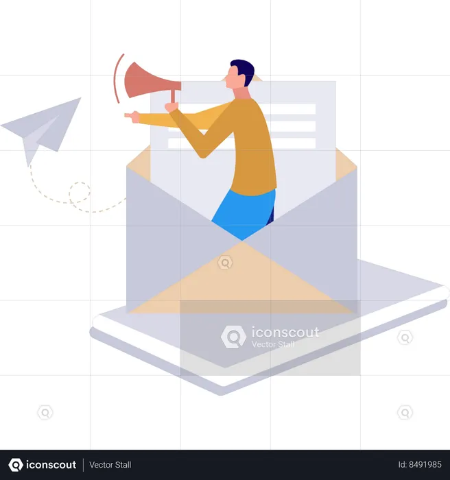 Guy is doing email marketing  Illustration