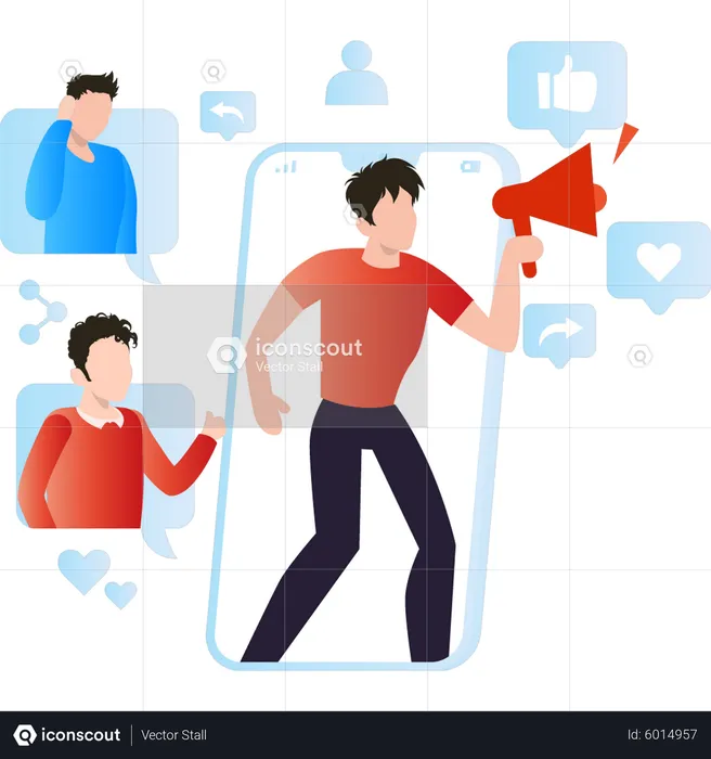 Guy is doing social marketing  Illustration
