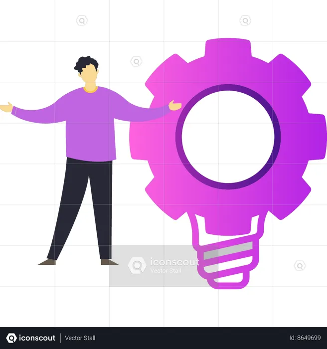 Guy is giving idea of ​​settings  Illustration