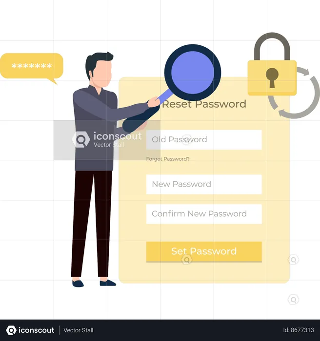 Guy is looking for a password reset  Illustration