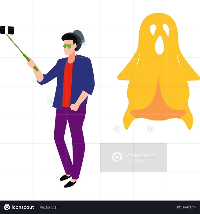 Guy is making Halloween videos  Illustration