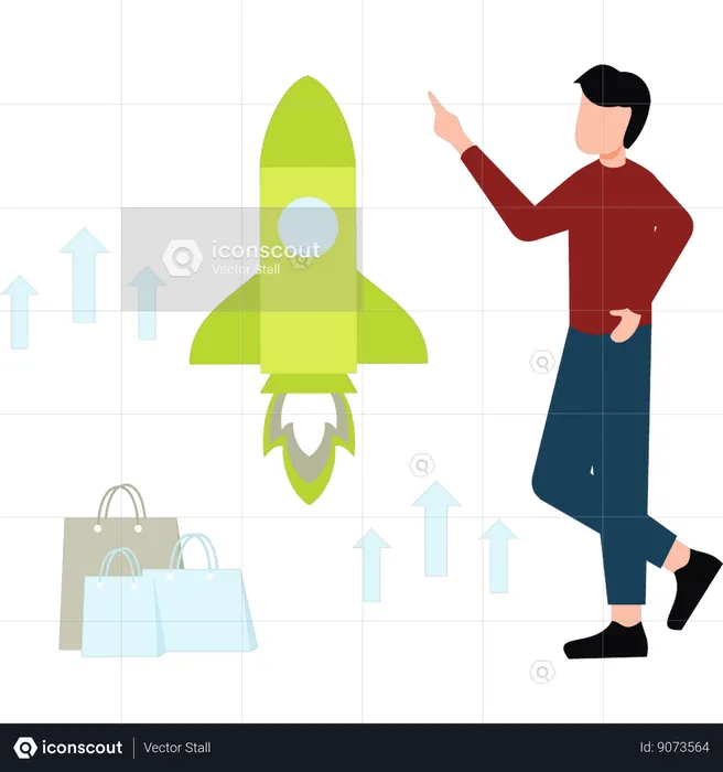 Guy is starting an online shopping business  Illustration