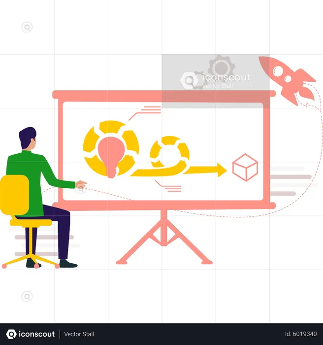 Guy is working on an agile presentation  Illustration