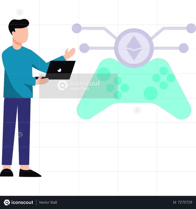 Guy looking at Ethereum connectivity  Illustration