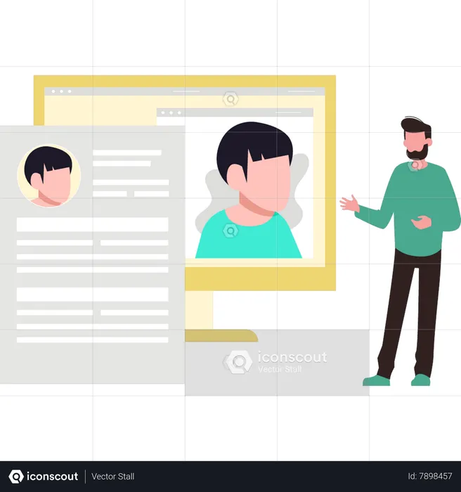 Guy looking at resume  Illustration