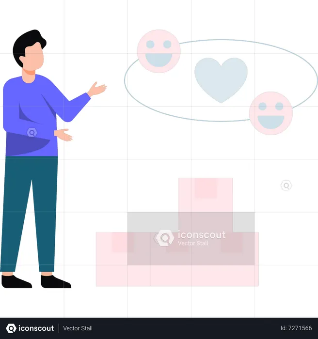 Guy looking at shipping feedback  Illustration