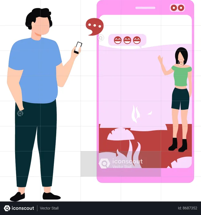 Guy looking for a girl on an online dating app  Illustration